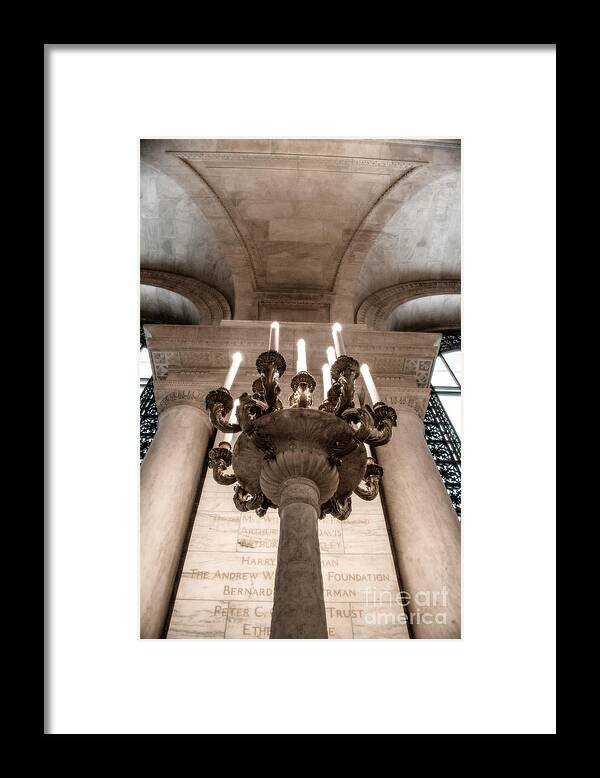 Ny Framed Print featuring the photograph NY Public Library Candelabra by Angela DeFrias