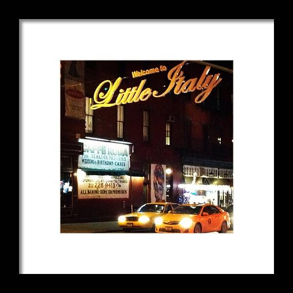 Taxi Framed Print featuring the photograph Welcome to Little Italy by Picture This Photography