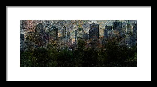 Abstract Framed Print featuring the digital art NYC with Trees by Bruce Rolff