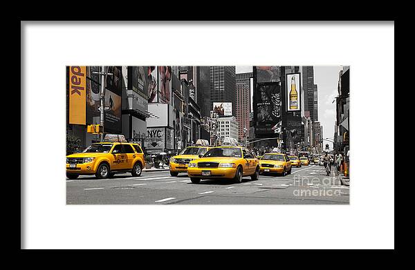 Manhatten Framed Print featuring the photograph NYC Yellow Cabs - ck by Hannes Cmarits