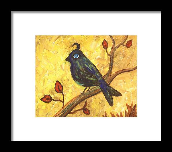 Bird Framed Print featuring the painting Observant Bird 101 by Linda Mears