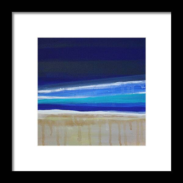 Abstract Painting Framed Print featuring the painting Ocean Blue by Linda Woods