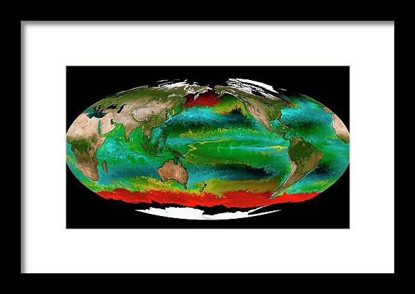 Earth Framed Print featuring the photograph Ocean Phytoplankton Types by Mit Darwin Project/ecco2/mitgcm/nasa