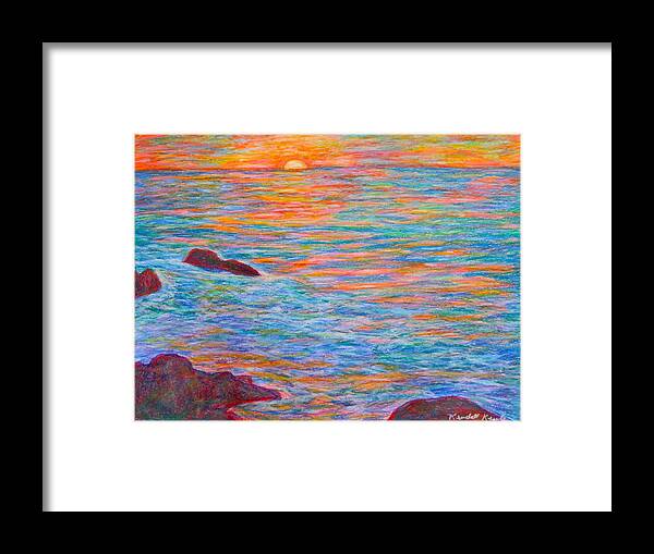 Ocean Framed Print featuring the painting Ocean Sunset by Kendall Kessler
