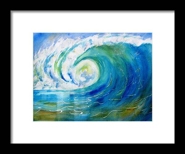 Wave Framed Print featuring the painting Ocean Wave by Carlin Blahnik CarlinArtWatercolor