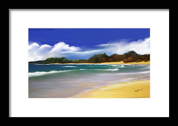 Hawaii Seascape Framed Print featuring the digital art Oceanside dream by Anthony Fishburne