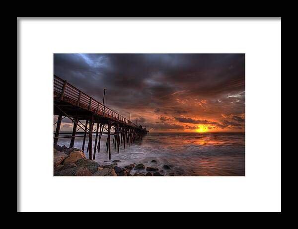 Sunset Framed Print featuring the photograph Oceanside Pier Perfect Sunset by Peter Tellone