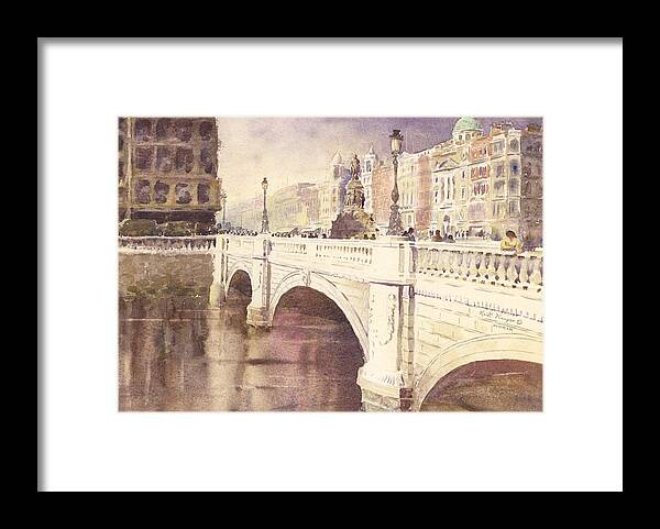 Keith Thompson Framed Print featuring the painting OConnell Bridge Dublin Ireland by Keith Thompson