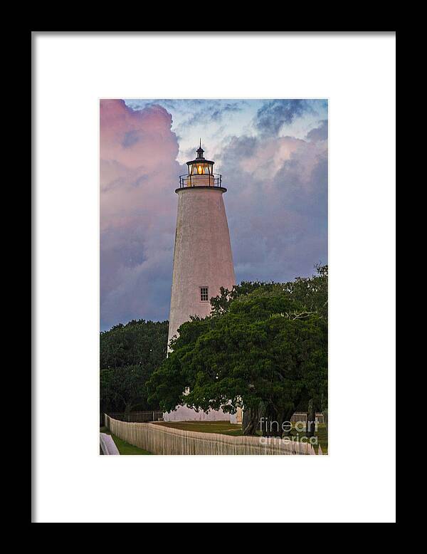 North Carolina Framed Print featuring the photograph Ocracoke Lighthouse by Ronald Lutz