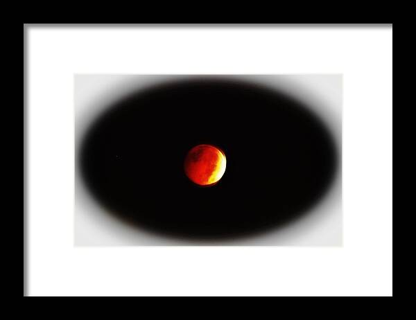 Red Framed Print featuring the photograph October Blood Moon by Cynthia Guinn