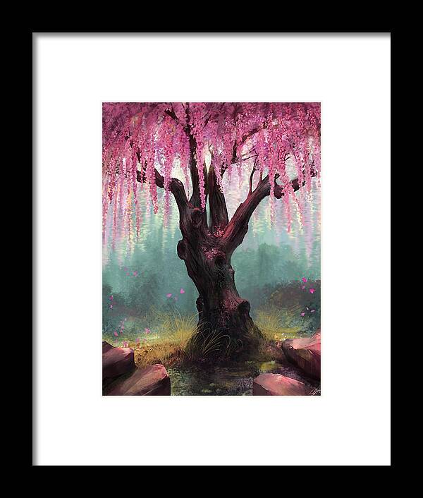 Cherry Blossom Tree Framed Print featuring the digital art Ode To Spring by Steve Goad