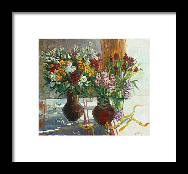 Flowers Framed Print featuring the painting Of bouquets plexus by Juliya Zhukova