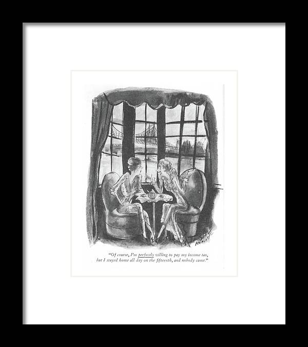 106146 Bsh Barbara Shermund Framed Print featuring the drawing My Income Tax by Barbara Shermund