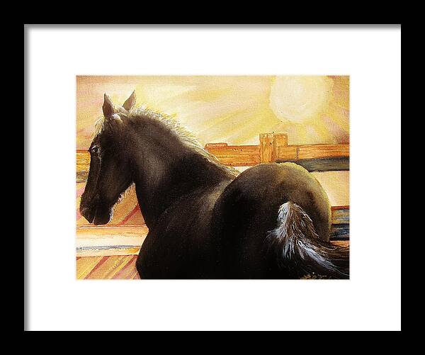 Horses Painting Framed Print featuring the painting Of Horses and Golden Light SOLD by Lil Taylor