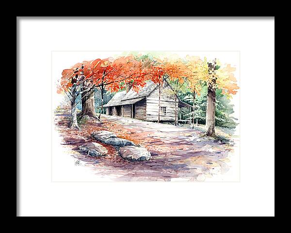 Landscape Framed Print featuring the painting Ogle Farmhouse by Bob George