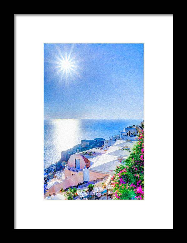 Oia Santorini Framed Print featuring the painting Oia Santorini Grk4178 by Dean Wittle