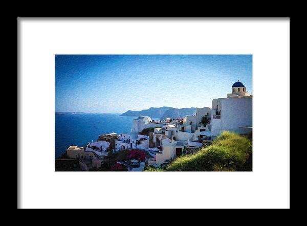 Landscape Framed Print featuring the painting Oia Santorini Grk4332 by Dean Wittle