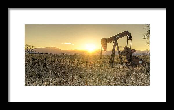 Oil Framed Print featuring the photograph Oil Well Pump by Aaron Spong