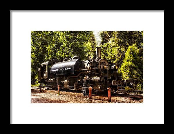 Black Hills Central Railroad Framed Print featuring the photograph Oiling the 110 by Mary Jo Allen