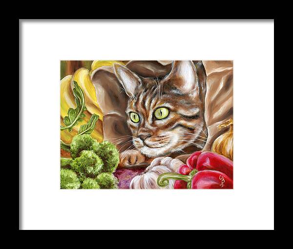 Cat Framed Print featuring the painting OK now what by Hiroko Sakai