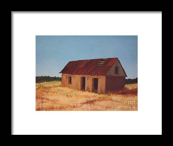Old Houses Framed Print featuring the mixed media Old Adobe House by Lorita Montgomery