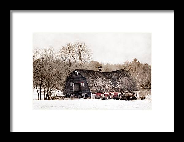Old Barn Framed Print featuring the photograph Old Barn and Truck - Americana by Gary Heller