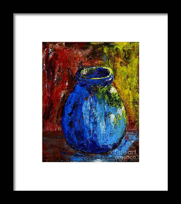 Jar Framed Print featuring the painting Old Blue Jar by Melvin Turner