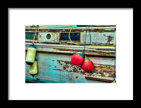 Steven Bateson Framed Print featuring the photograph Old Blue Wooden Boat by Steven Bateson