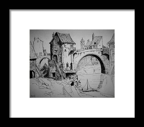 Bridge Framed Print featuring the painting Old Bridge by Maxwell Mandell