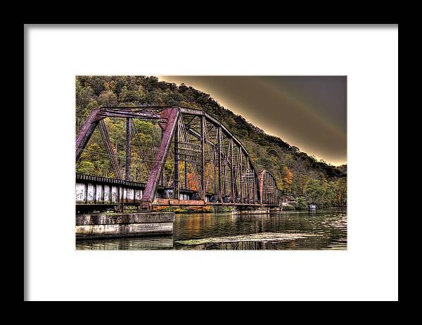 River Framed Print featuring the photograph Old Bridge over Lake by Jonny D