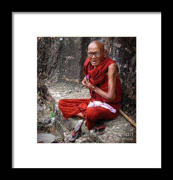 Old Framed Print featuring the photograph Old buddhist monk by RicardMN Photography
