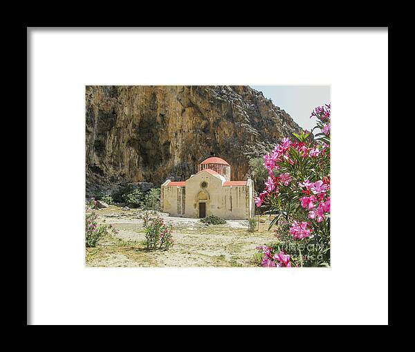 Agiofarago Framed Print featuring the photograph Old Byzantine church in gorge on southern crete by Patricia Hofmeester