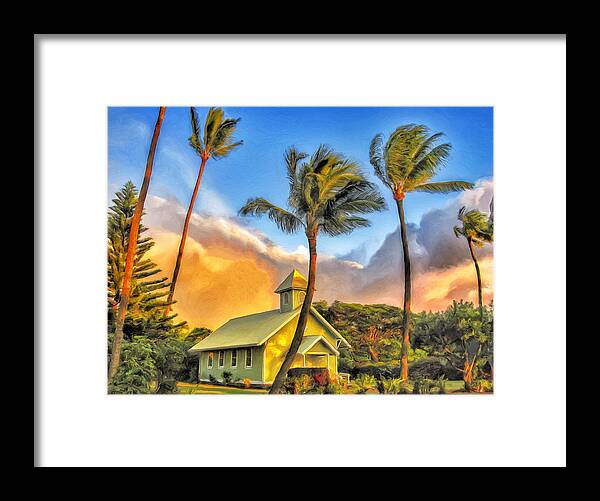 Church Framed Print featuring the painting Old Church at Honokawai Maui by Dominic Piperata