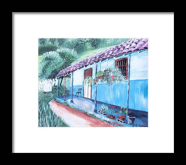 Old Colombia Home Framed Print featuring the painting Old Colombia House by Luis F Rodriguez