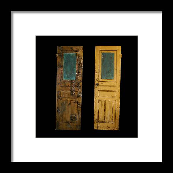 Old Framed Print featuring the sculpture Old door by Christopher Schranck