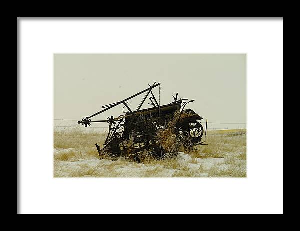 Rakes Framed Print featuring the photograph Old Farm Equipment Northwest North Dakota by Jeff Swan