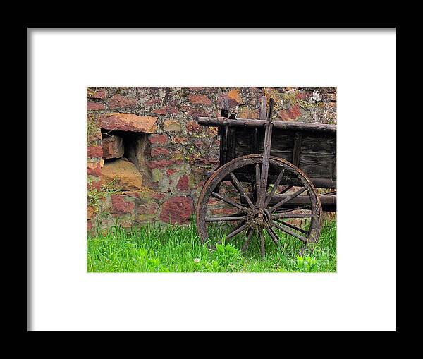Farm Framed Print featuring the photograph Old farm wagon by Alexa Szlavics