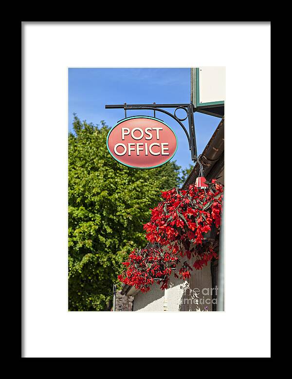 Flowers Framed Print featuring the photograph Old fashioned post office sign by Sophie McAulay