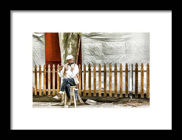 Man Framed Print featuring the digital art Old Flute Player by Georgianne Giese