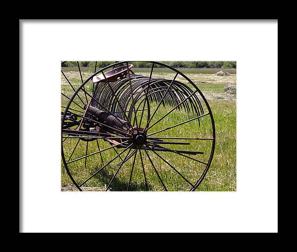 Antique Farm Implement Framed Print featuring the photograph Old Hay Rake by Kae Cheatham