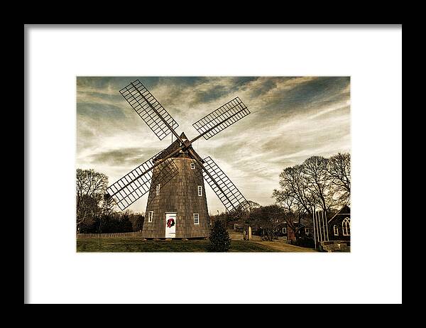 Windmill Framed Print featuring the photograph Old Hook Windmill by Cathy Kovarik