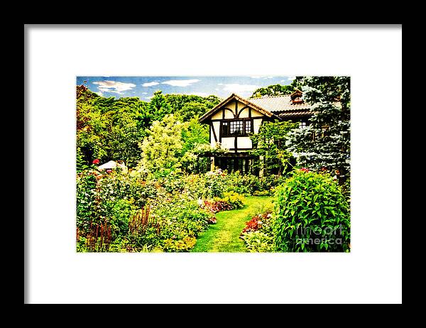 Old House Framed Print featuring the photograph Old House with a Beautiful English Garden by Beverly Claire Kaiya