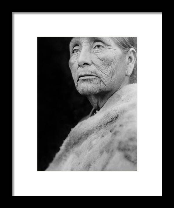 1923 Framed Print featuring the photograph Old Hupa woman circa 1923 by Aged Pixel