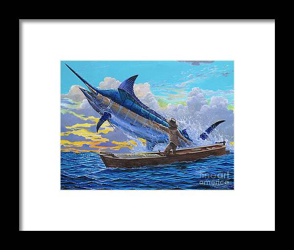 Marlin Framed Print featuring the painting Old Man and the Sea Off00133 by Carey Chen