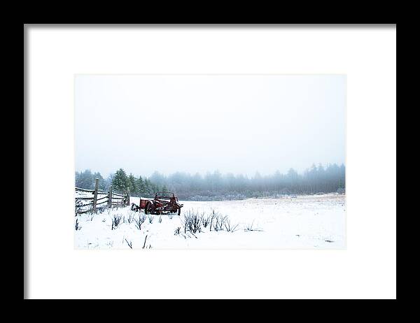 Frost Framed Print featuring the photograph Old Manure Spreader by Cheryl Baxter