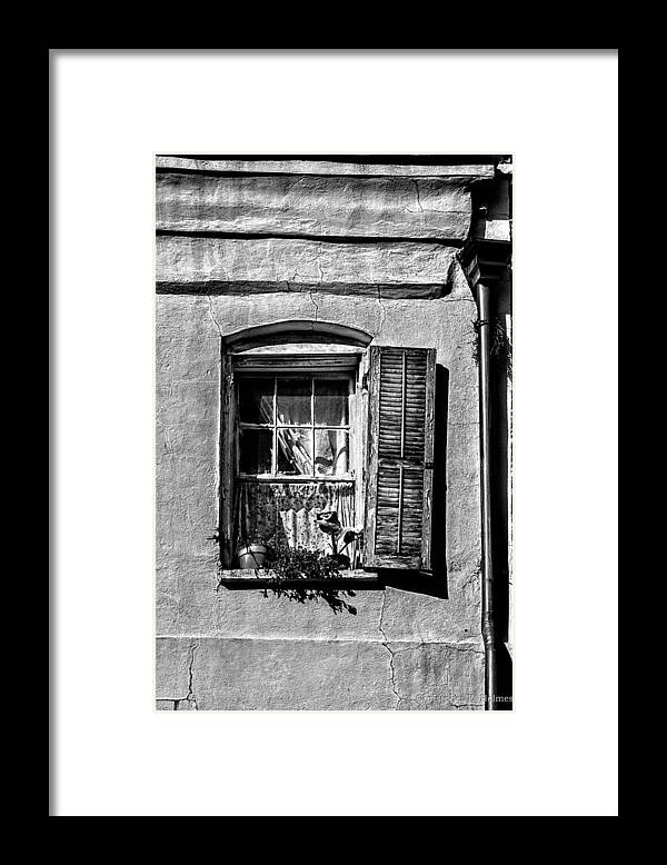 Shutter Framed Print featuring the photograph Old One Shutter - BW by Christopher Holmes