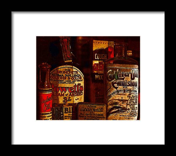 Medicine Framed Print featuring the photograph Old Pharmacy Bottles - 20130118 v2b by Wingsdomain Art and Photography