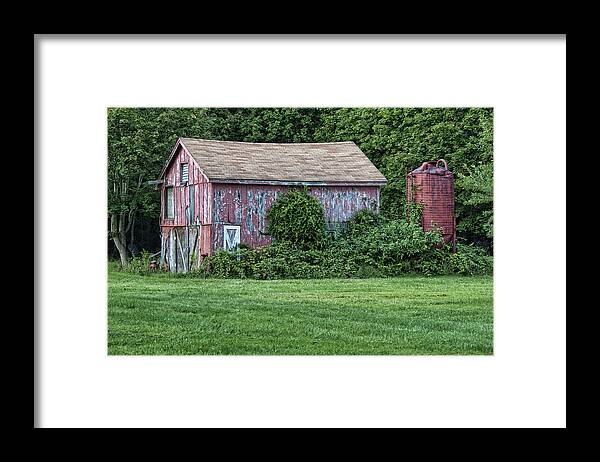 Red Framed Print featuring the photograph Old Red Barn by Cathy Kovarik