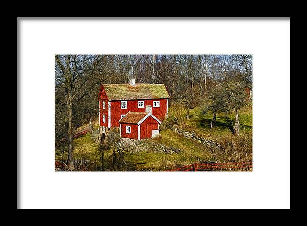 Cottage Framed Print featuring the photograph Old Rural Cottage As Oil Painting by Christian Lagereek
