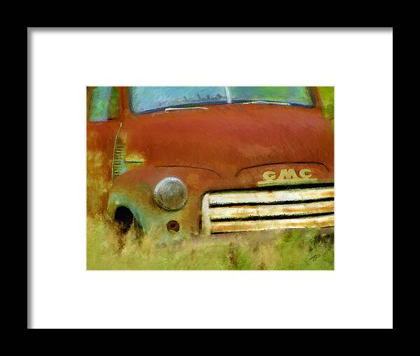 Truck Framed Print featuring the painting Old Rusty Truck impressionistic by Ann Powell